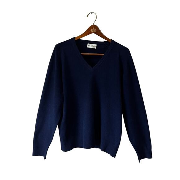 Vintage Maas Brothers Florida Classic Preppy V-Neck Sweater Navy Blue Men's M - Picture 1 of 5